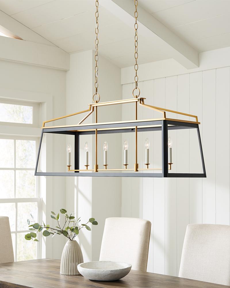 Carlow 6L Linear Chandelier - CC1586MBKBBS